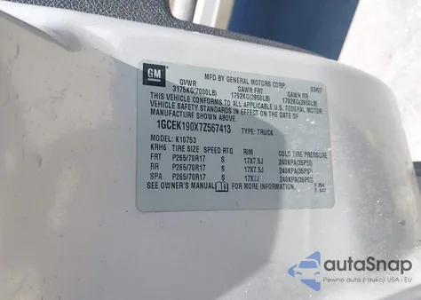 2007 Chevrolet Silverado 1500 Lt1 from USA, damaged, VIN 1GCEK190X7Z567413